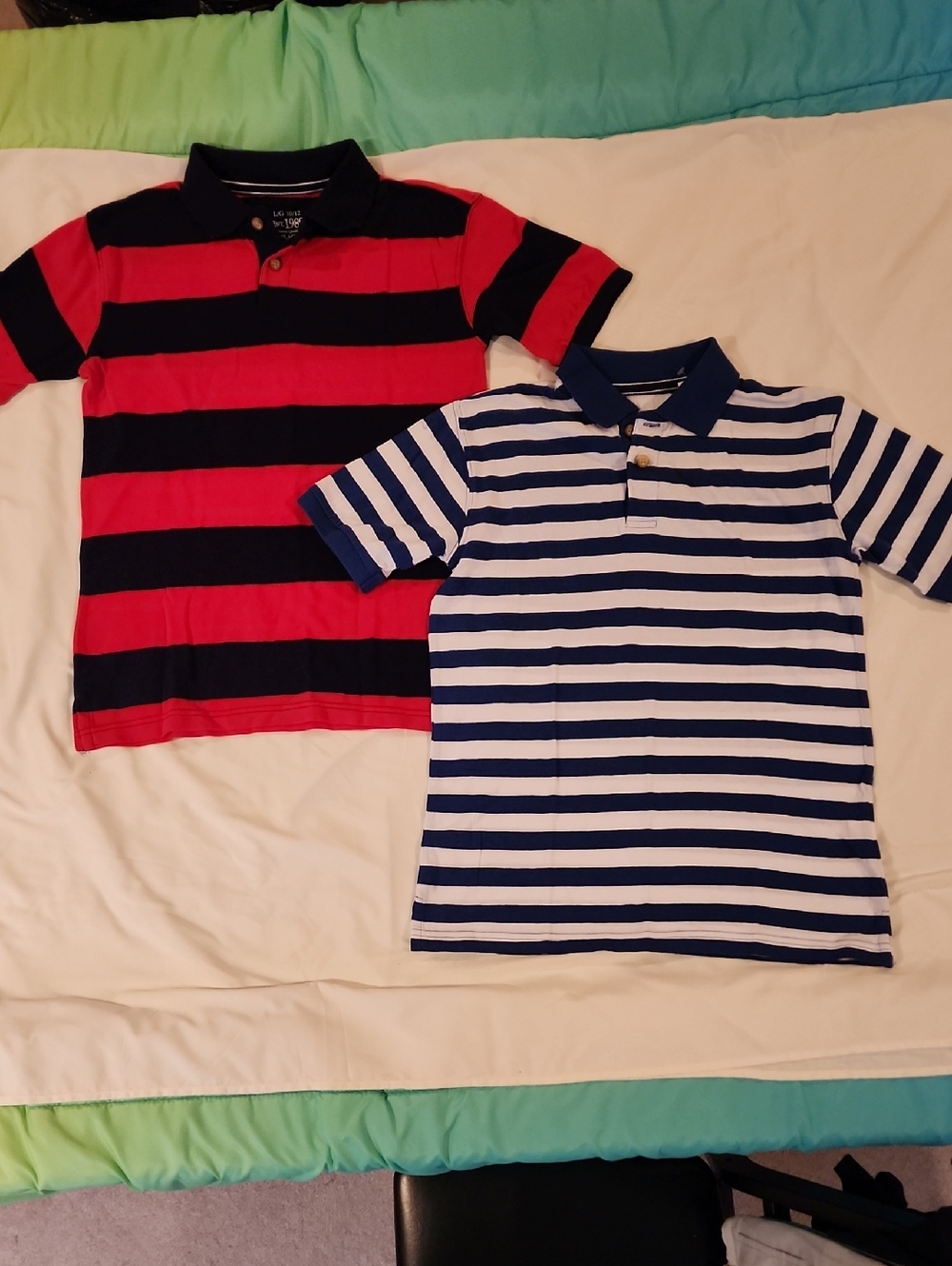 Place Boys' Striped Polo Duo - Red & Navy / White & Navy. Size Large 10/12 NWT